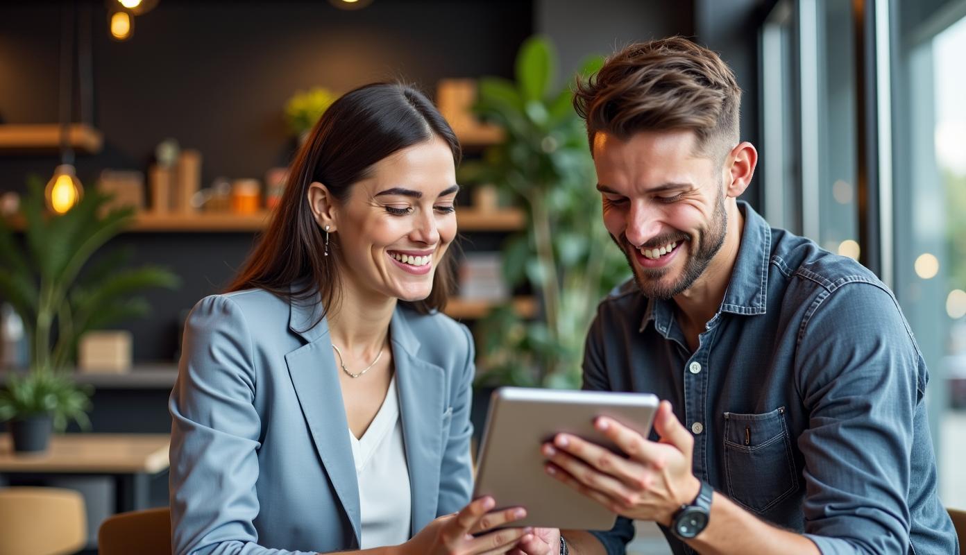 Moderne digital mobilbudgettering i café